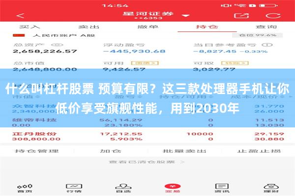 什么叫杠杆股票 预算有限？这三款处理器手机让你低价享受旗舰性能，用到2030年