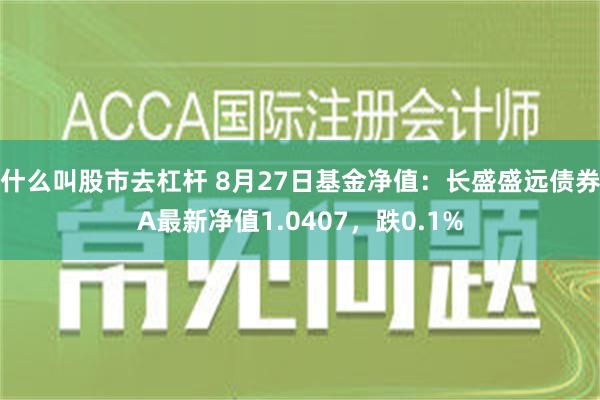 什么叫股市去杠杆 8月27日基金净值：长盛盛远债券A最新净值1.0407，跌0.1%