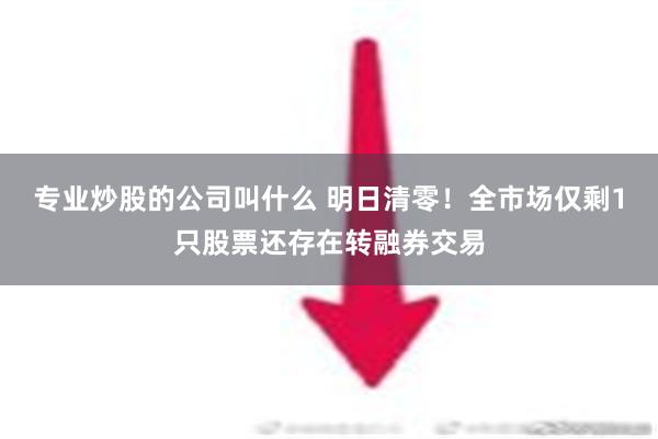 专业炒股的公司叫什么 明日清零！全市场仅剩1只股票还存在转融券交易