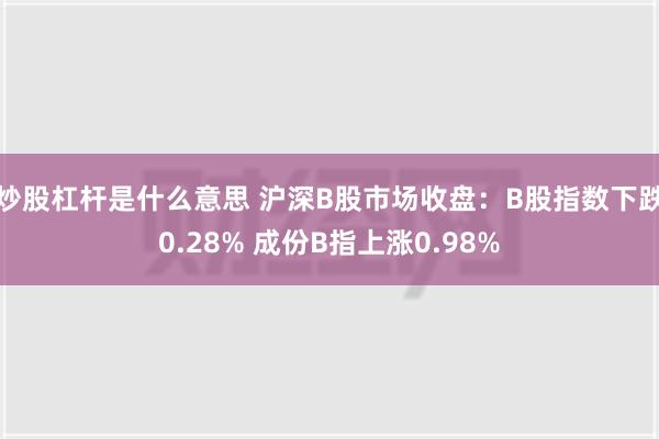 炒股杠杆是什么意思 沪深B股市场收盘：B股指数下跌0.28% 成份B指上涨0.98%