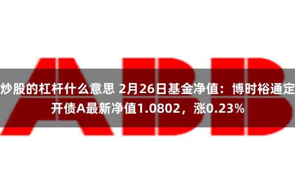 炒股的杠杆什么意思 2月26日基金净值：博时裕通定开债A最新净值1.0802，涨0.23%